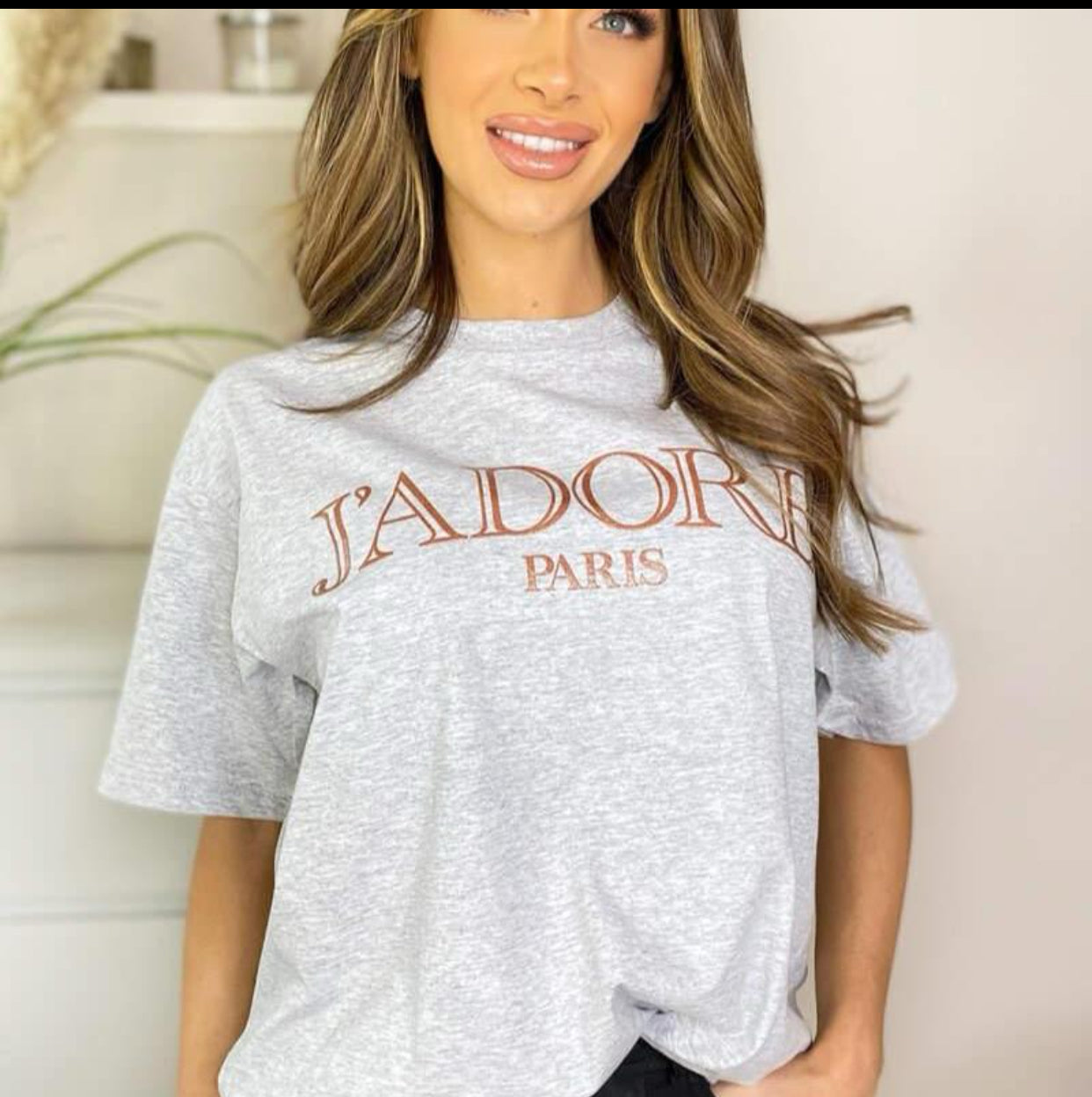Ladies Oversized Jadore Print Tee shirt top Womenswear