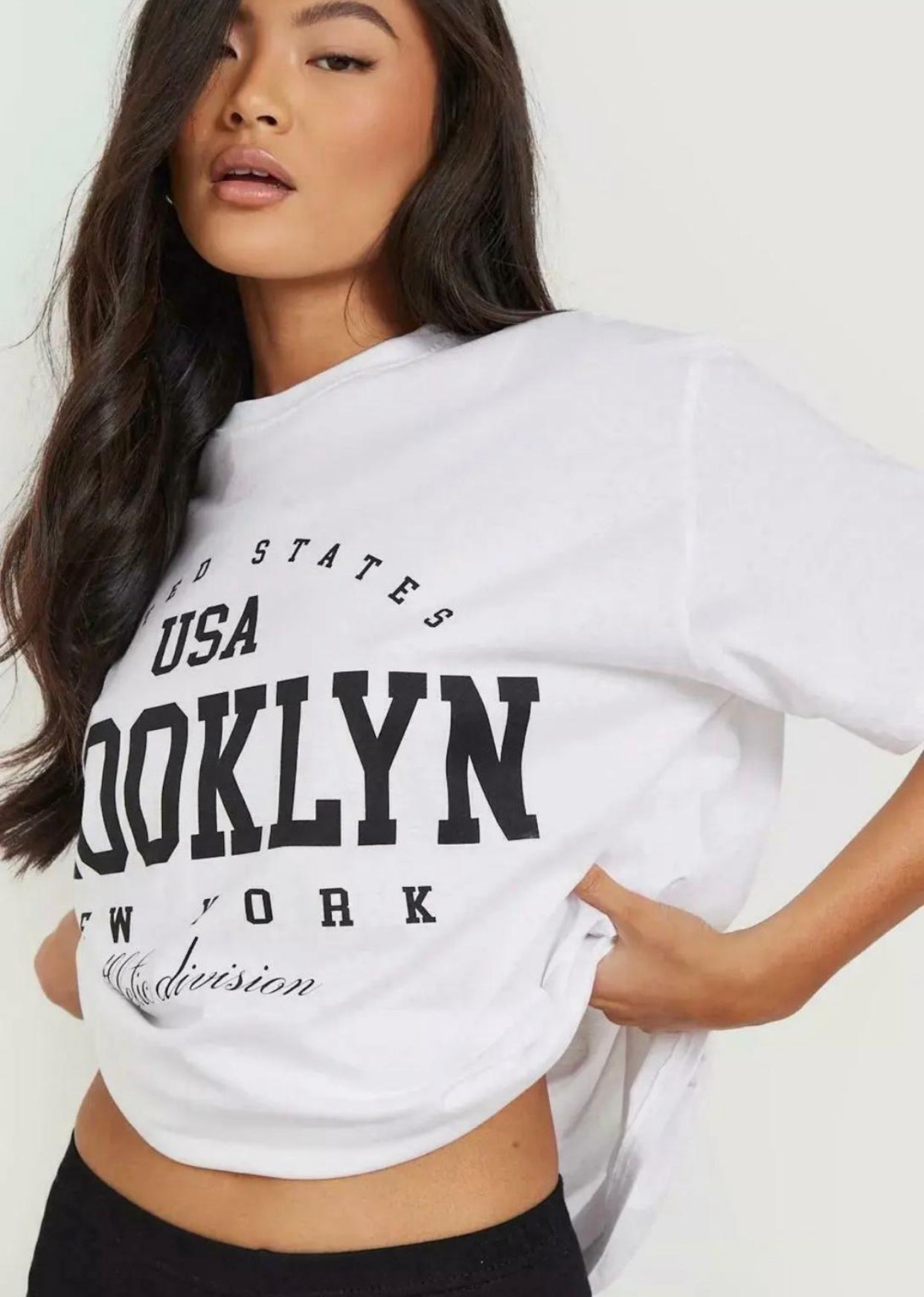 Ladies short sleeve Brooklyn Oversized Tee shirt top Womenswear