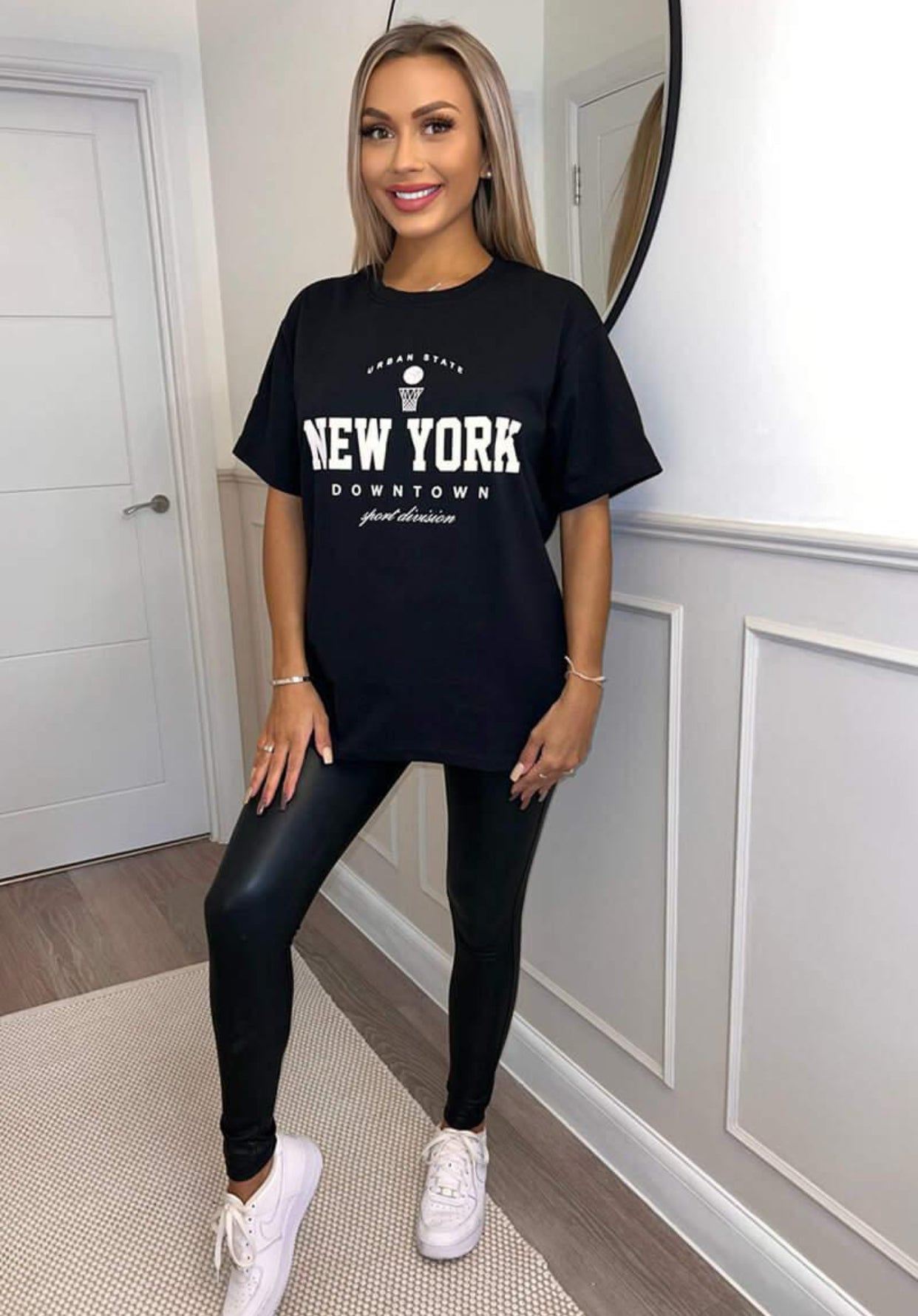 Ladies New York Slogan Oversized T-Shirt Womenswear
