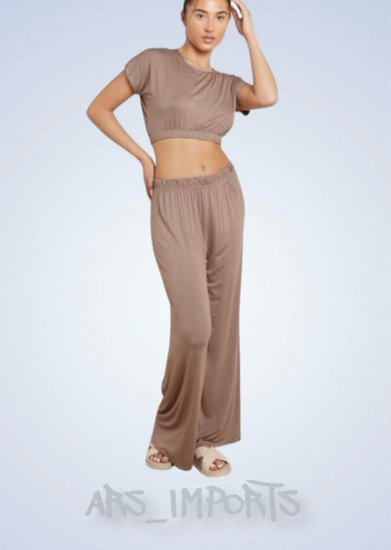 Womens Ladies Crop Top Bottom Loungewear Suit 2PCS Co-ord Tracksuit Set Womenswear
