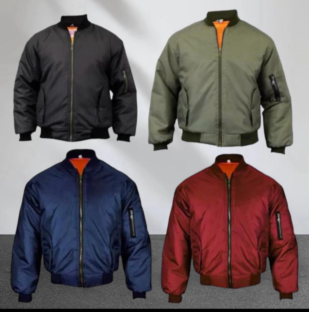 MENS BOMBER JACKET MA1 ARMY PILOT BIKER MILITARY SECURITY PADDED HARRINGTON COAT