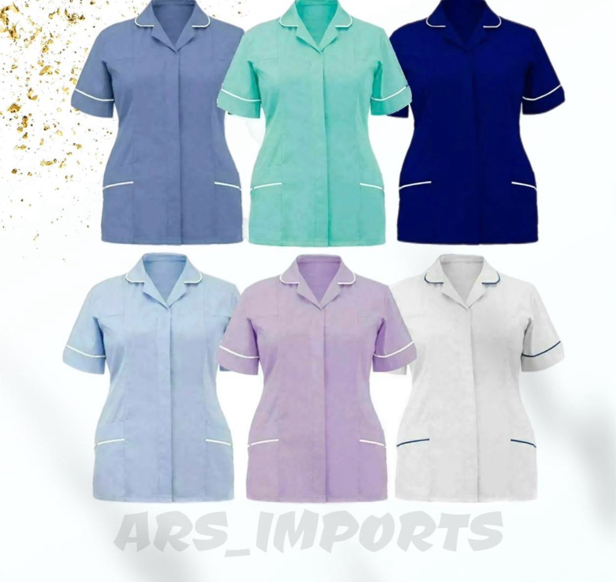 Womens Healthcare Hospital Medical Nurse Collared Ladies Tunic Dress Uniform Womenswear