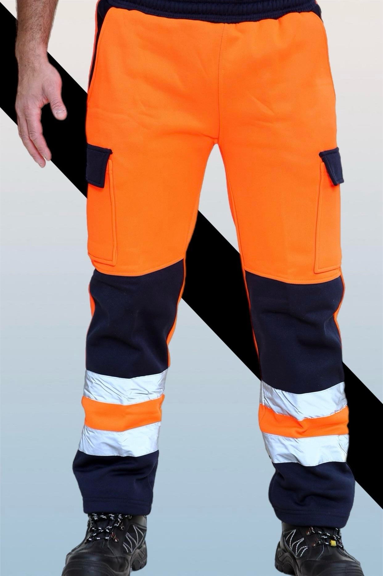 Mens HI VIS Kangaroo WORK TROUSERS Knee Pad Pockets High Visibility Pants S-3XL Menswear