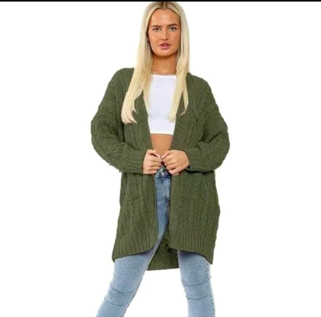 Womens Knitted Cardigans Plain Long Sleeve Winter Cable Jumpers Loose Fit Baggy Oversized Boyfriend Open Longline Ladies Plus Size Cardigan UK Womenswear