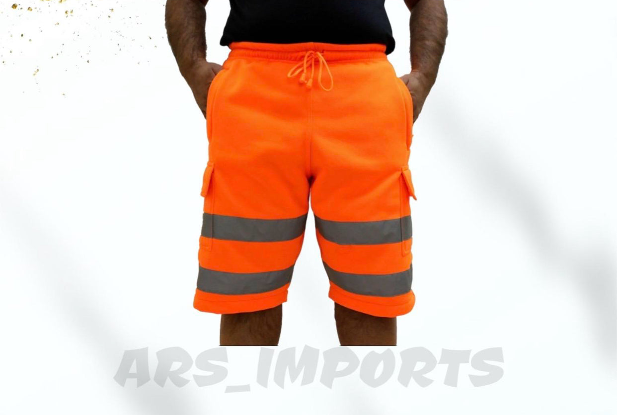 New Mens Hi Viz Vis Fleece Shorts High Visibility Security Work Wear Bottoms Menswear