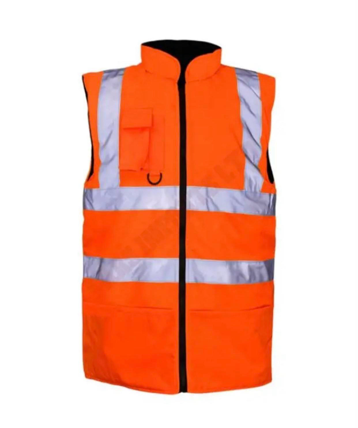 HI VIS VIZ BODY WARMER VISIBILITY FLEECE REVERSIBLE WATERPROOF GILET WAISTCOAT