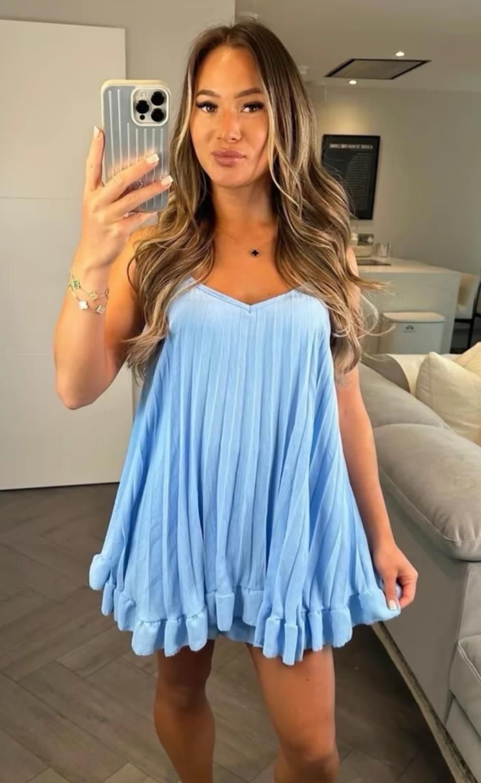 Pleated Short Vest Co Ord Set