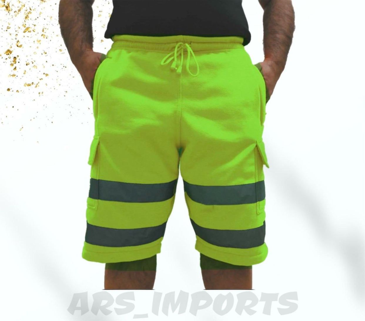 New Mens Hi Viz Vis Fleece Shorts High Visibility Security Work Wear Bottoms Menswear