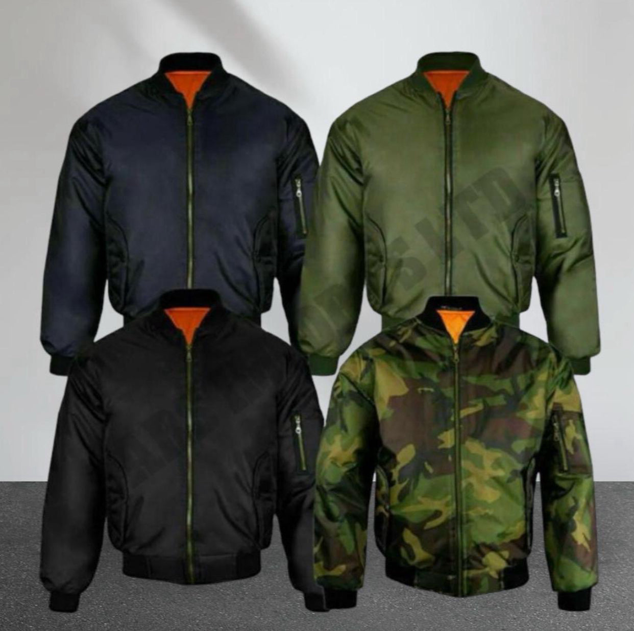 MENS BOMBER JACKET MA1 ARMY PILOT BIKER MILITARY SECURITY PADDED HARRINGTON COAT