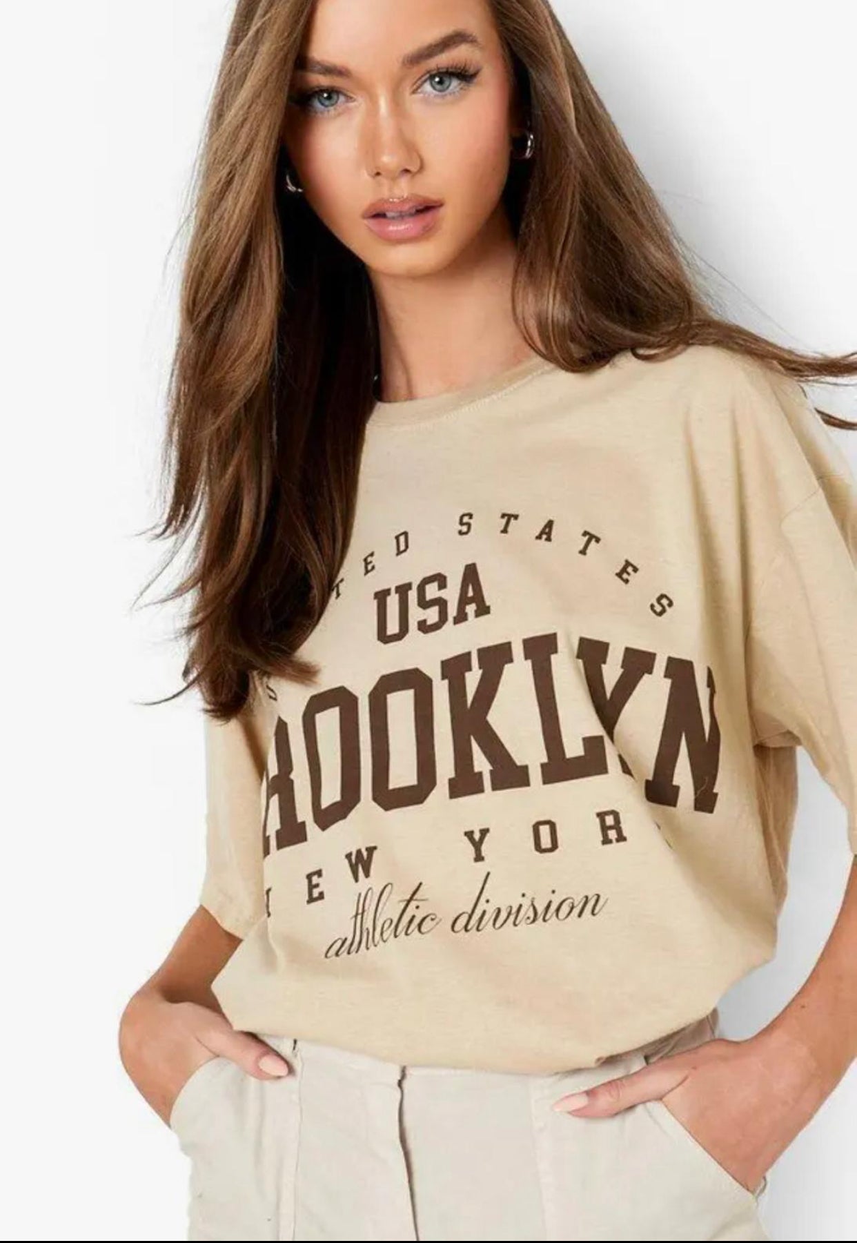 Ladies short sleeve Brooklyn Oversized Tee shirt top Womenswear