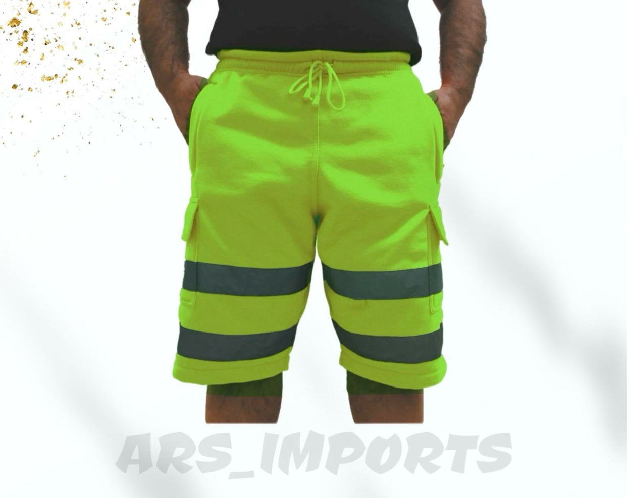 New Mens Hi Viz Vis Fleece Shorts High Visibility Security Work Wear Bottoms Menswear