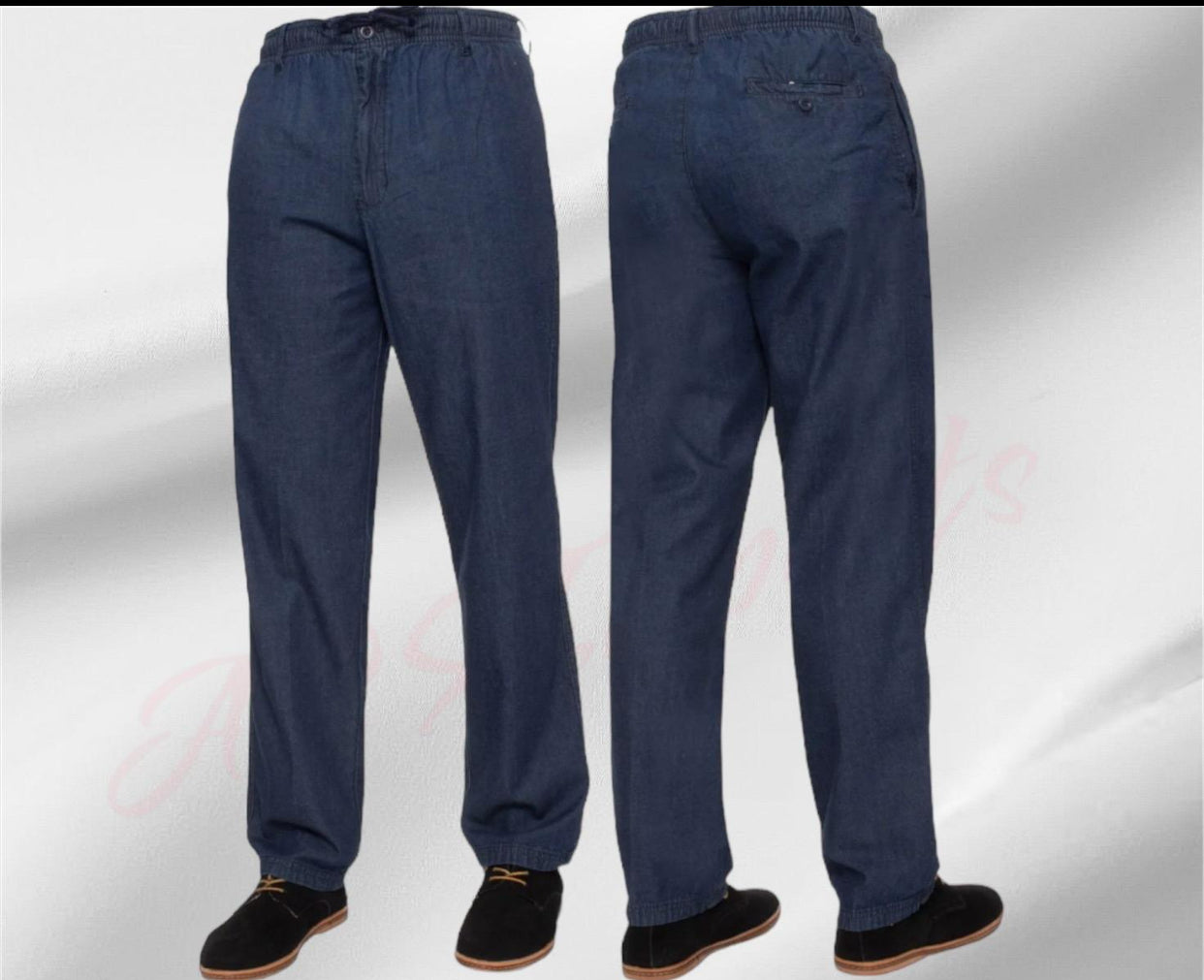 Mens Elasticated Waist Smart Casual Black Navy Rugby Trousers Pants Bottoms New Menswear