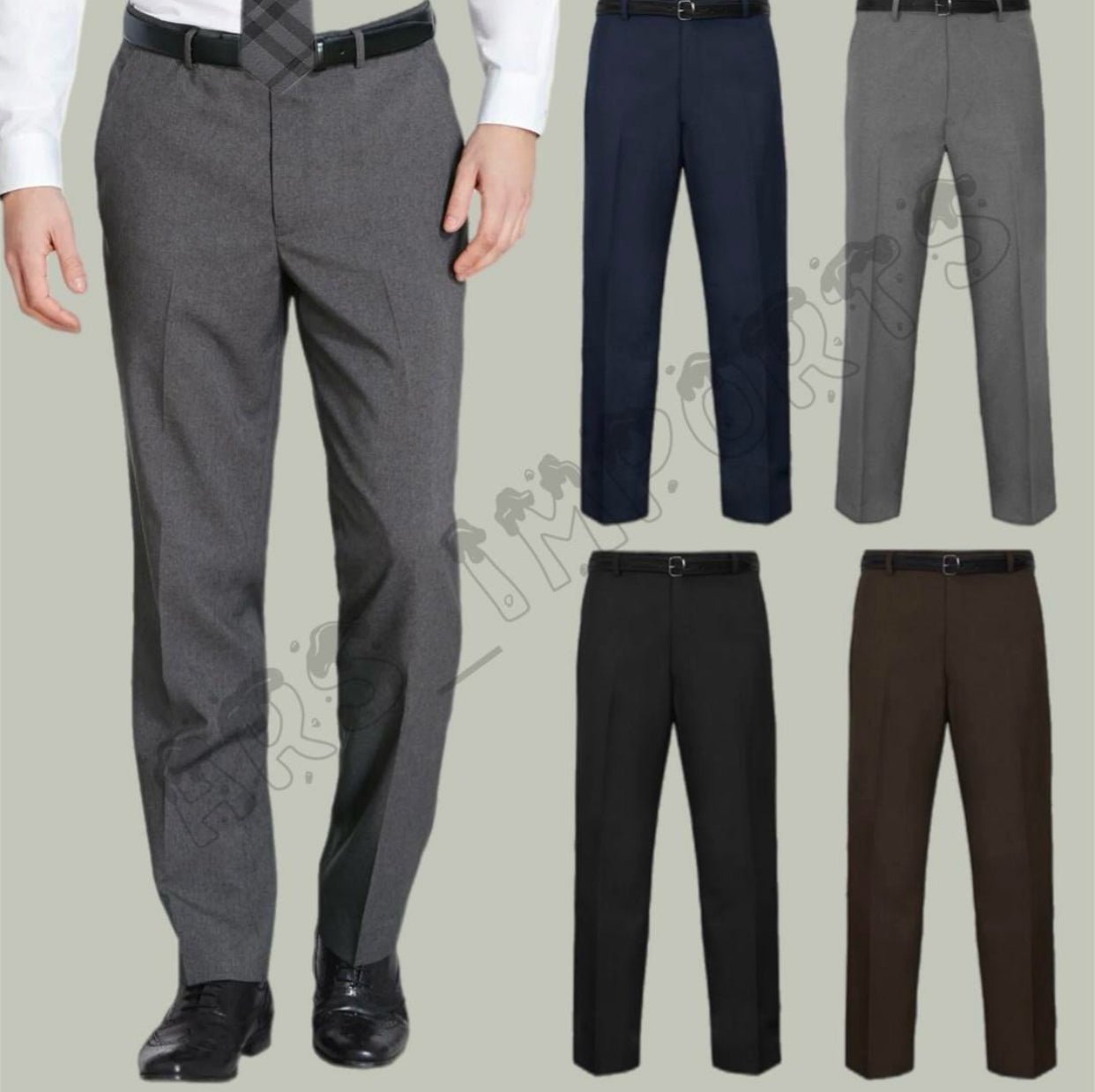 Mens New Formal Smart Business Dress Office Work Belt Trousers Pants Bottoms Menswear