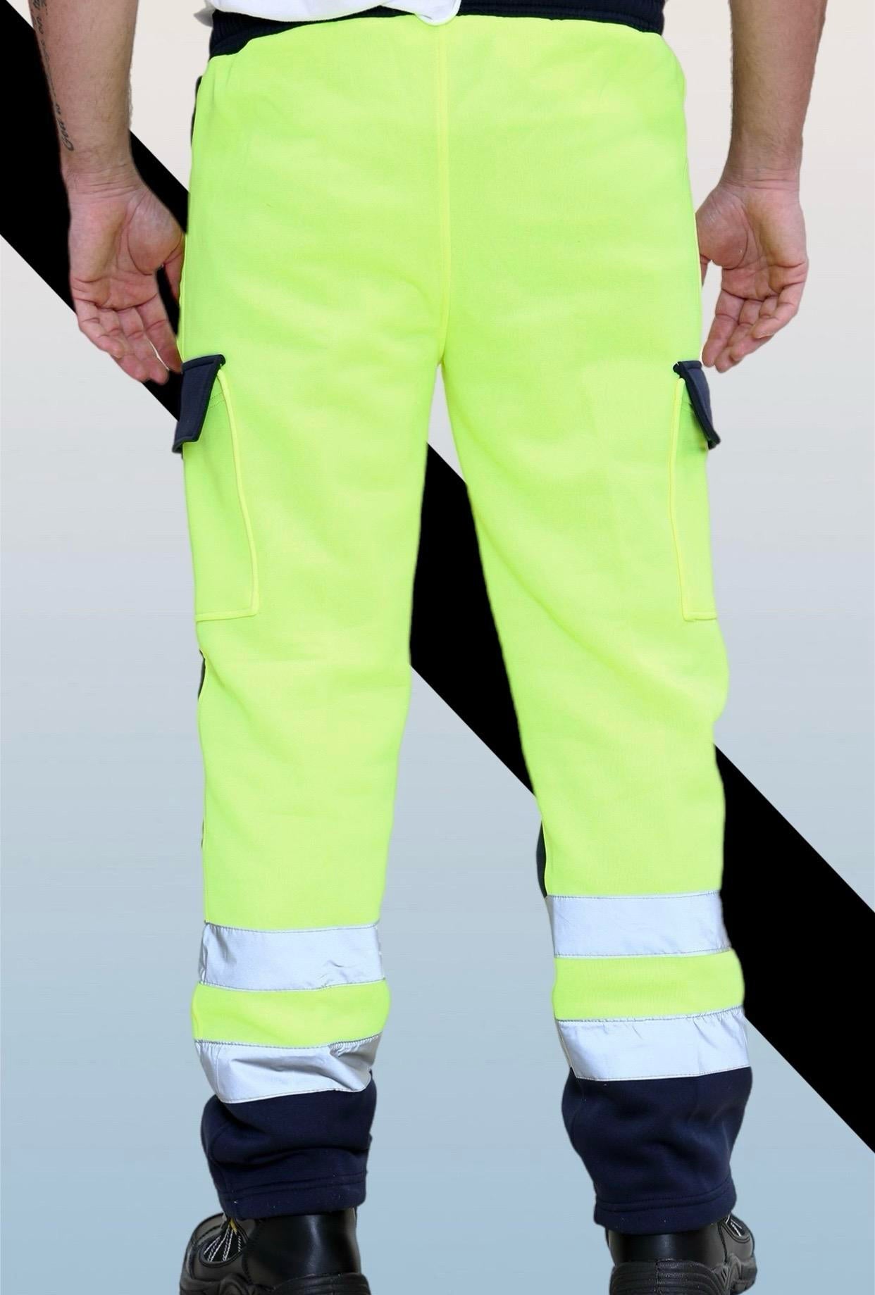 Mens HI VIS Kangaroo WORK TROUSERS Knee Pad Pockets High Visibility Pants S-3XL Menswear