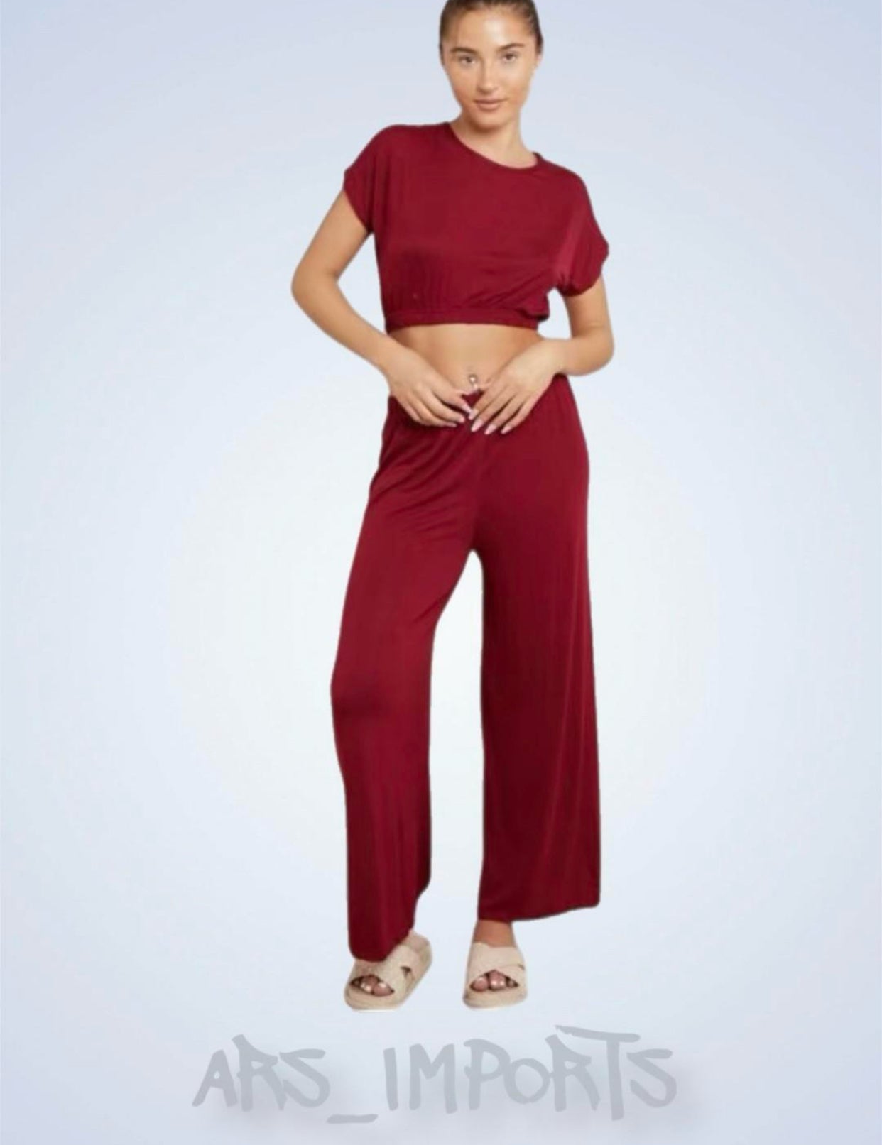 Womens Ladies Crop Top Bottom Loungewear Suit 2PCS Co-ord Tracksuit Set Womenswear