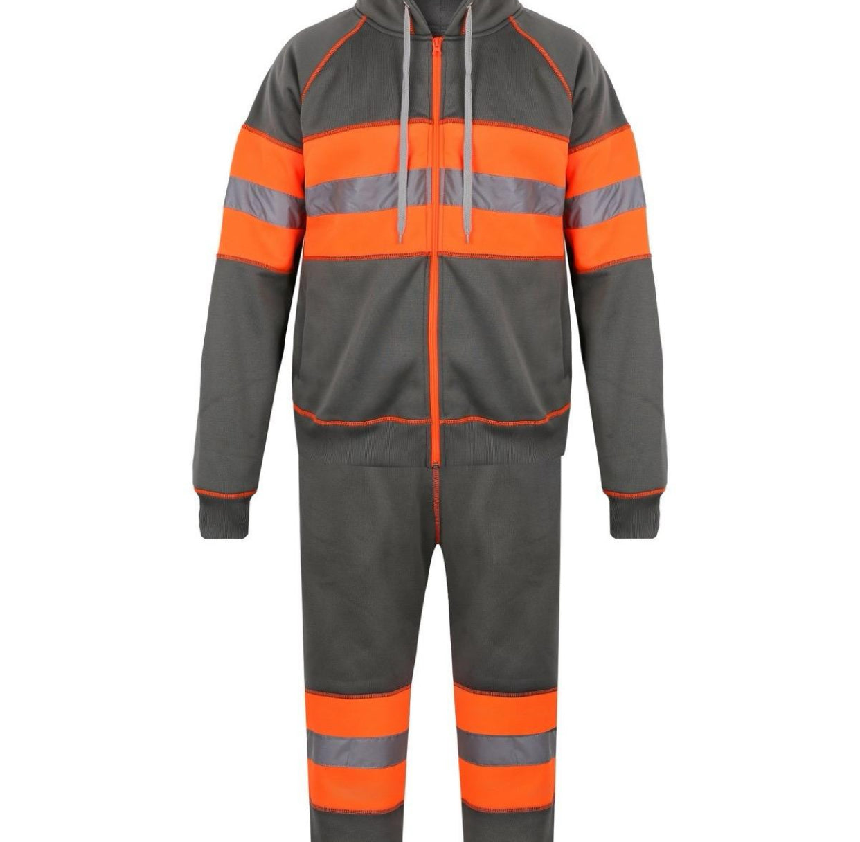 Mens Hi Vis Hoodie Zip Up Tracksuit Set Work Trousers Men Work Hoodies For Men Menswear