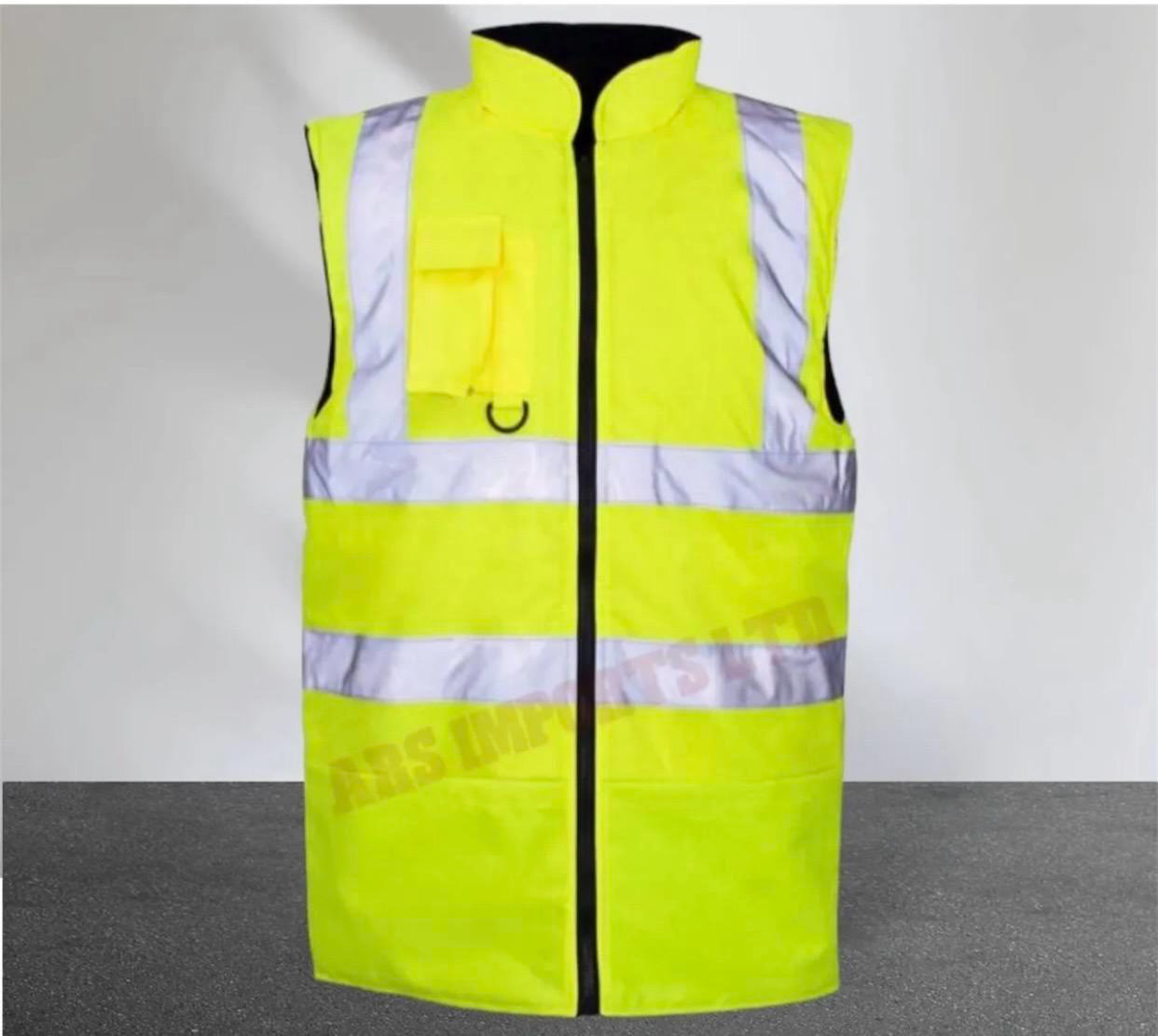 HI VIS VIZ BODY WARMER VISIBILITY FLEECE REVERSIBLE WATERPROOF GILET WAISTCOAT