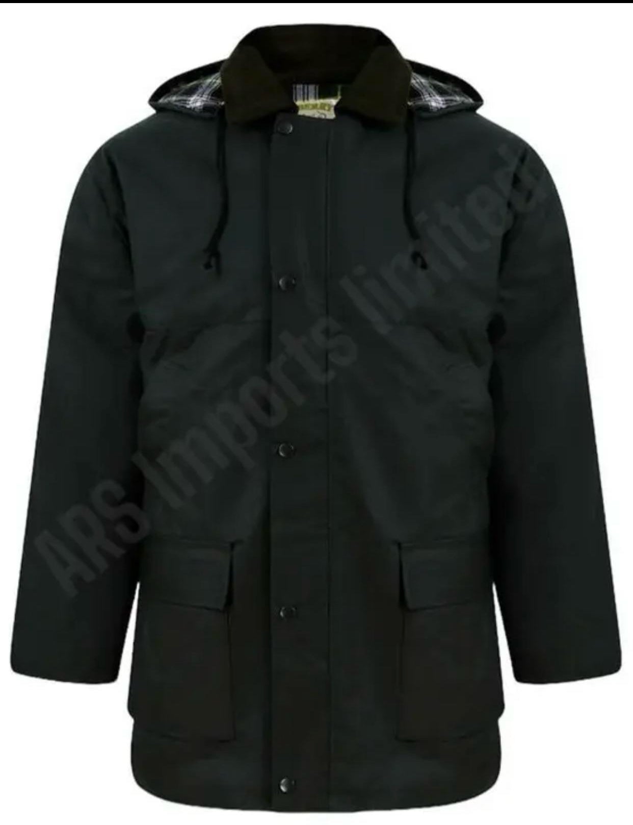 Mens Countryman Padded Cotton Wax Hooded Hunting Fishing Farming Jacket Top Coat Classic
