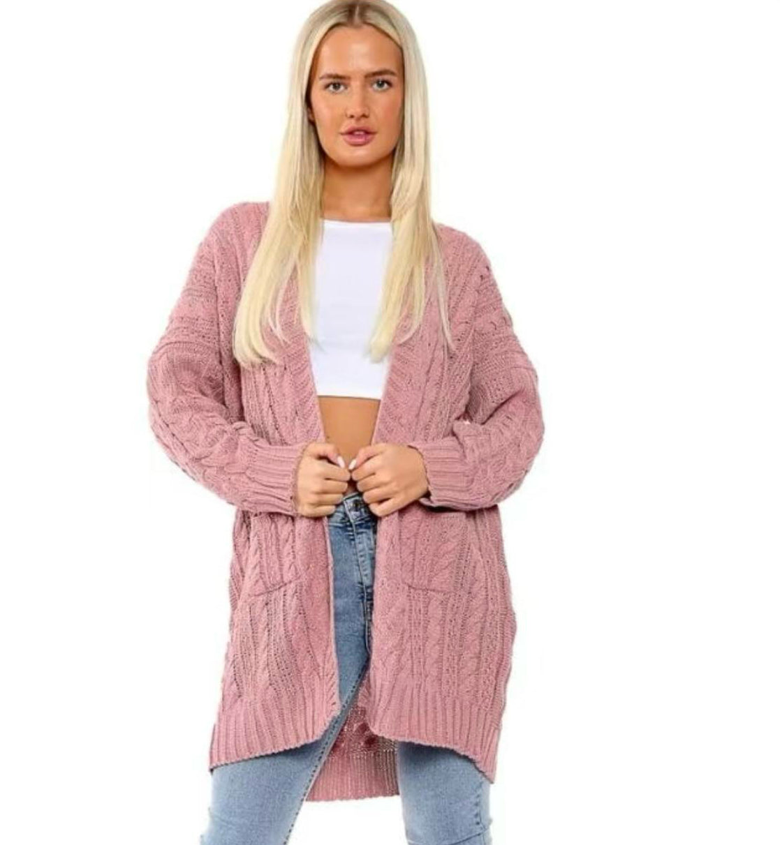 Womens Knitted Cardigans Plain Long Sleeve Winter Cable Jumpers Loose Fit Baggy Oversized Boyfriend Open Longline Ladies Plus Size Cardigan UK Womenswear