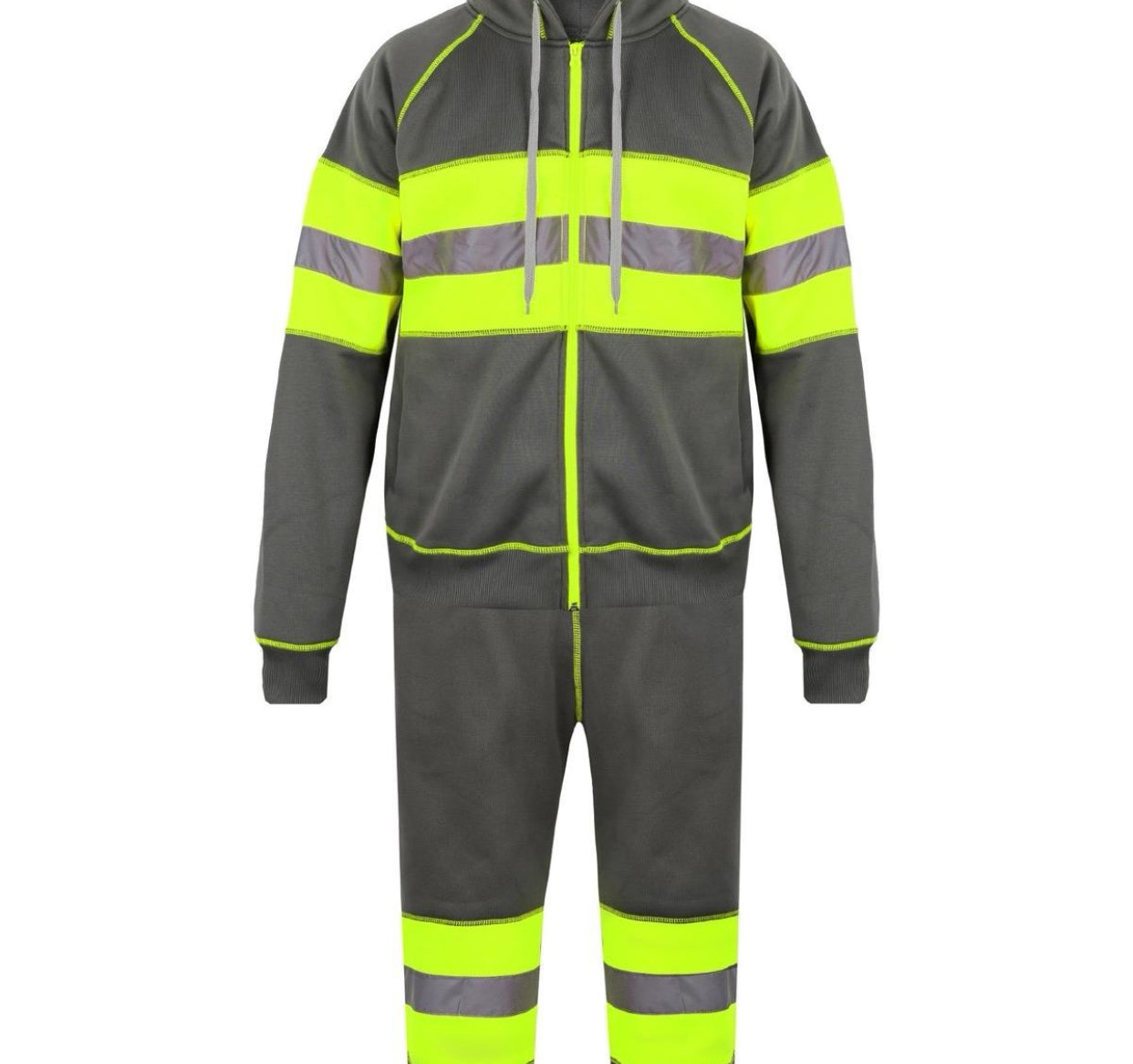 Mens Hi Vis Hoodie Zip Up Tracksuit Set Work Trousers Men Work Hoodies For Men Menswear