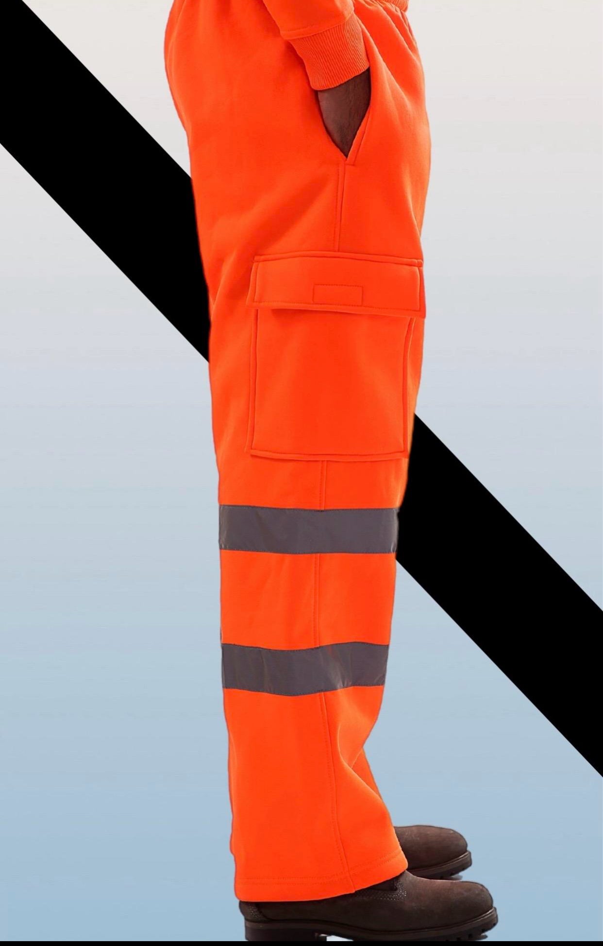 Mens Hi Vis Visibility Viz Safety Fleece Bottoms Work Wear Trouser Jogger Pants Menswear