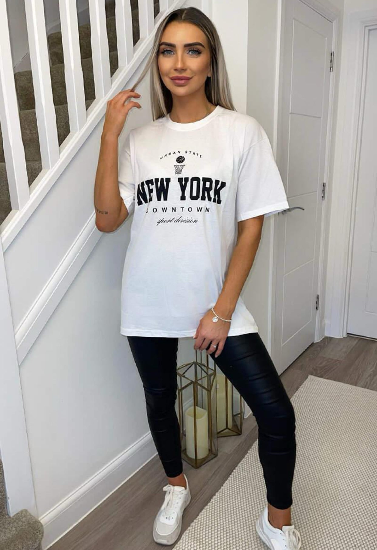 Ladies New York Slogan Oversized T-Shirt Womenswear