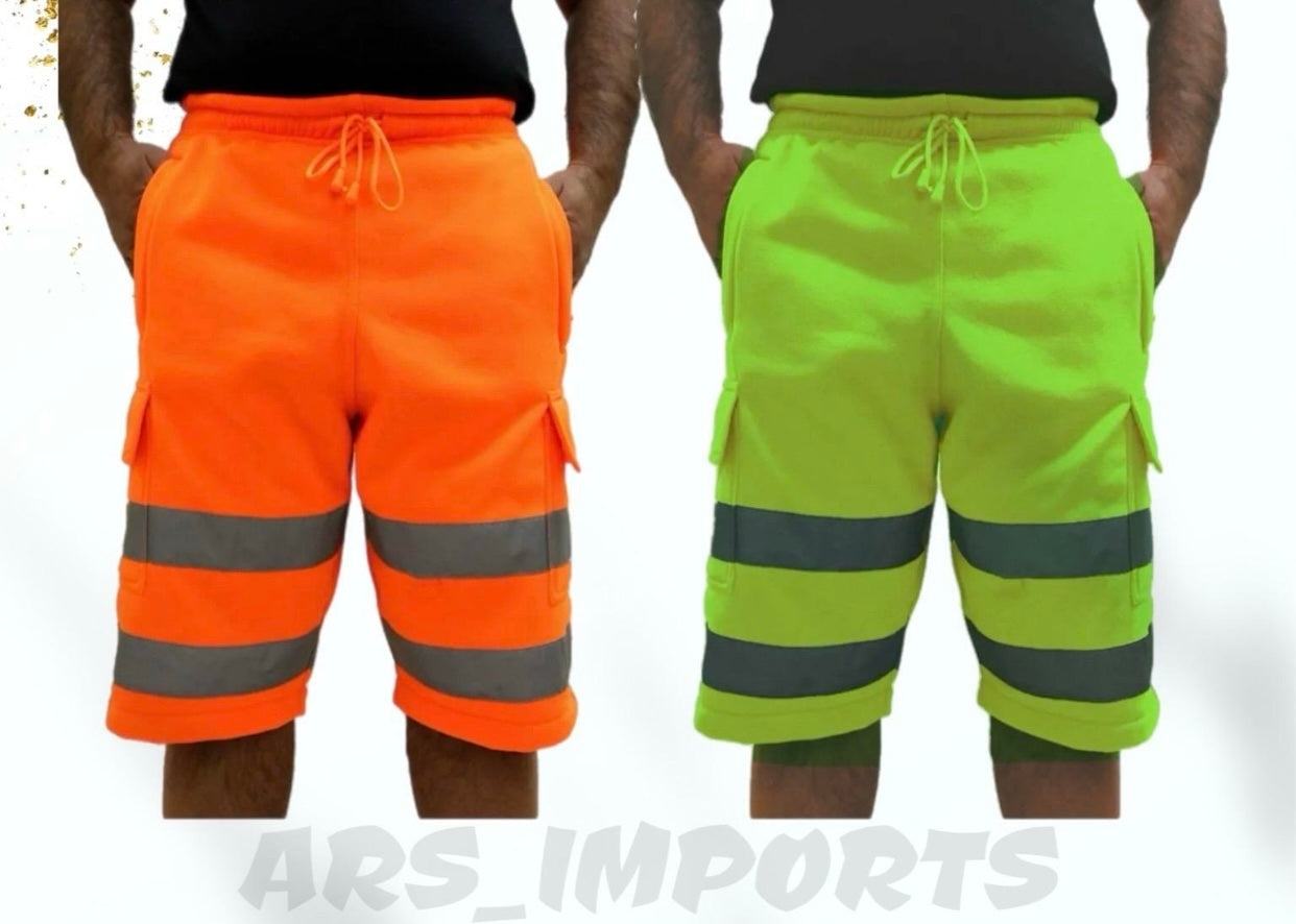 New Mens Hi Viz Vis Fleece Shorts High Visibility Security Work Wear Bottoms Menswear