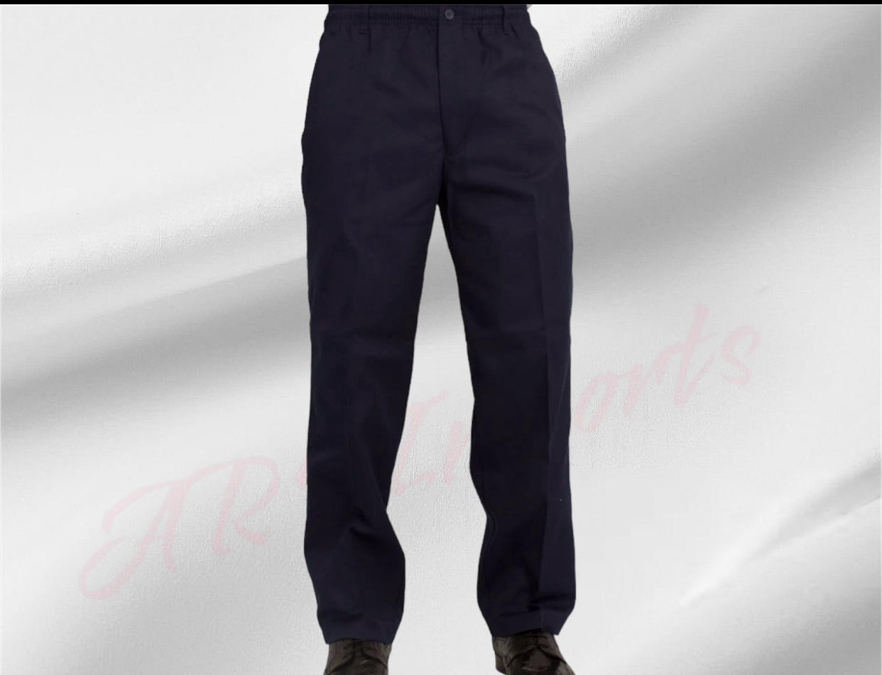 Mens Elasticated Waist Smart Casual Black Navy Rugby Trousers Pants Bottoms New Menswear