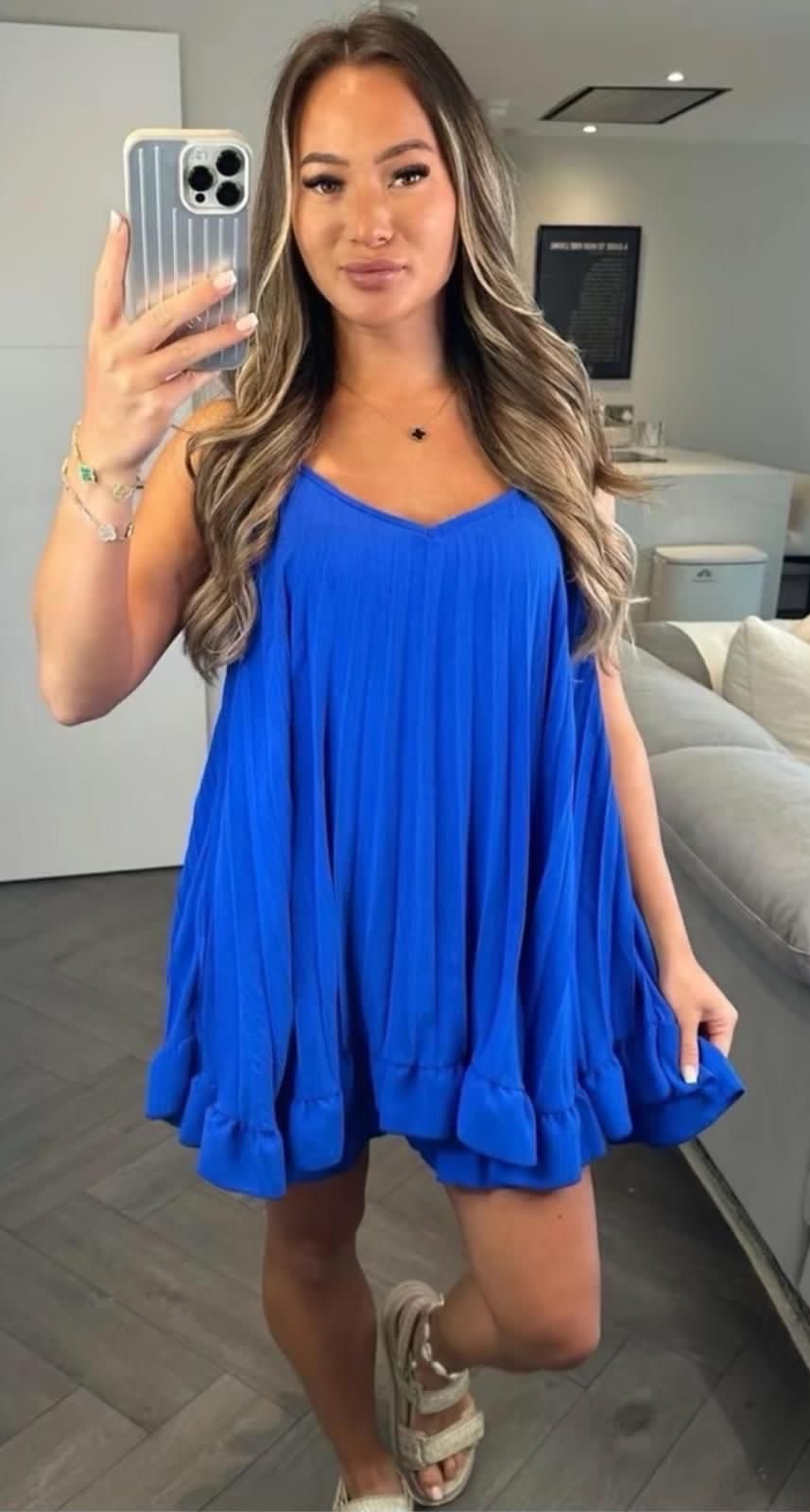 Pleated Short Vest Co Ord Set