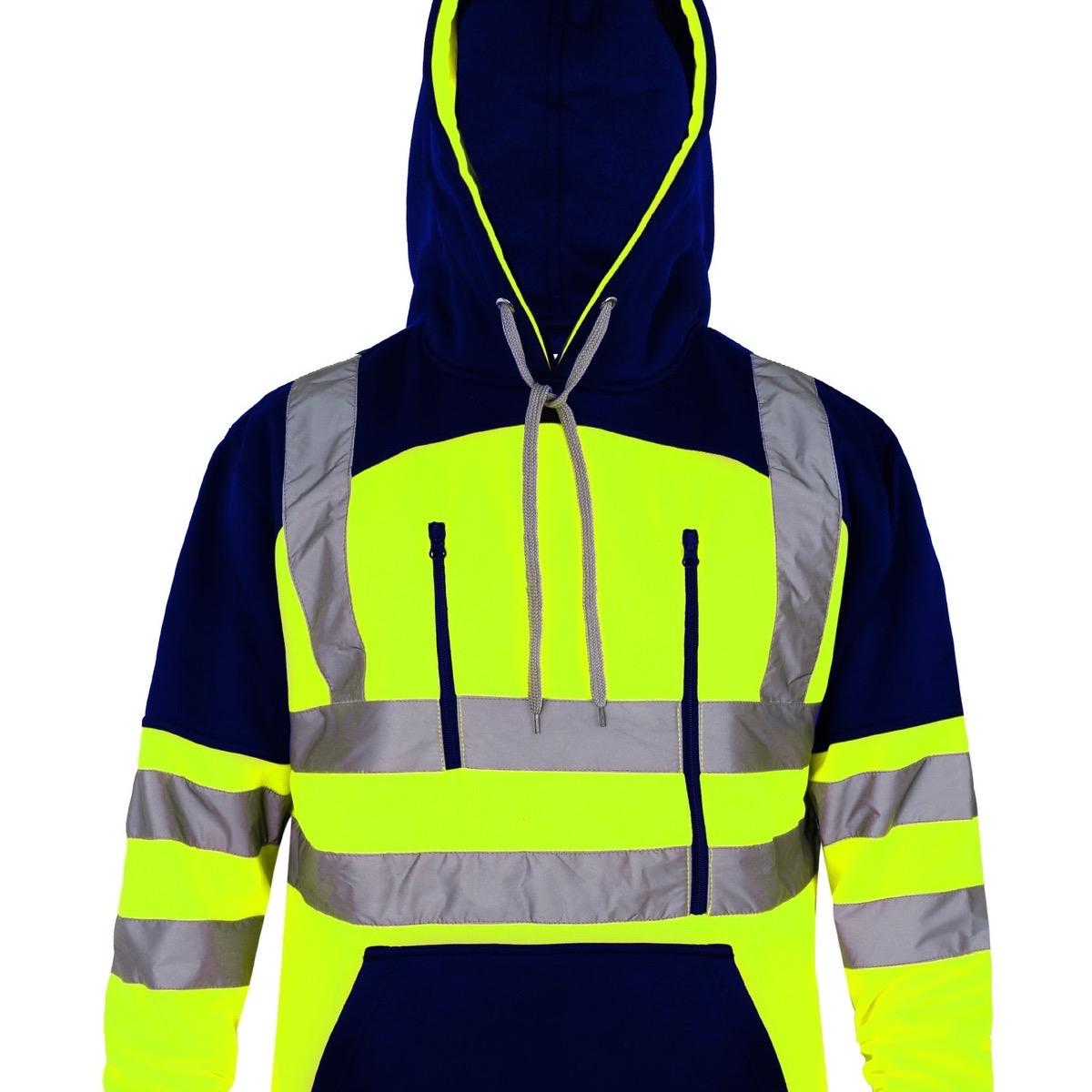 Hi Vis Viz Tablet Zips Hoodie Reflective Tape Band Top Phone Tablet & ID Pockets
