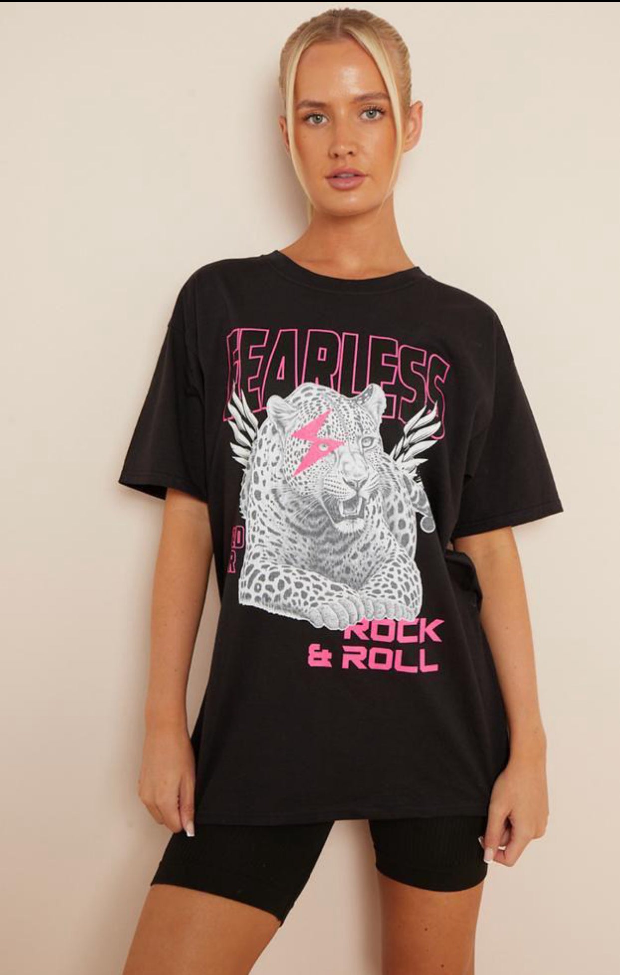 Fearless print t shirts oversized baggy