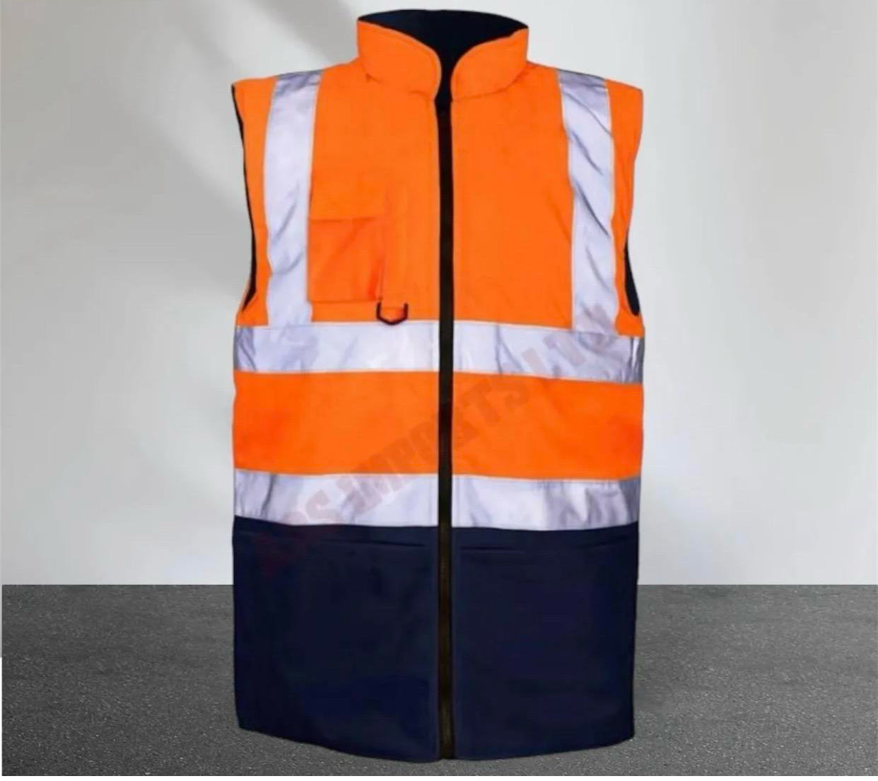 HI VIS VIZ BODY WARMER VISIBILITY FLEECE REVERSIBLE WATERPROOF GILET WAISTCOAT