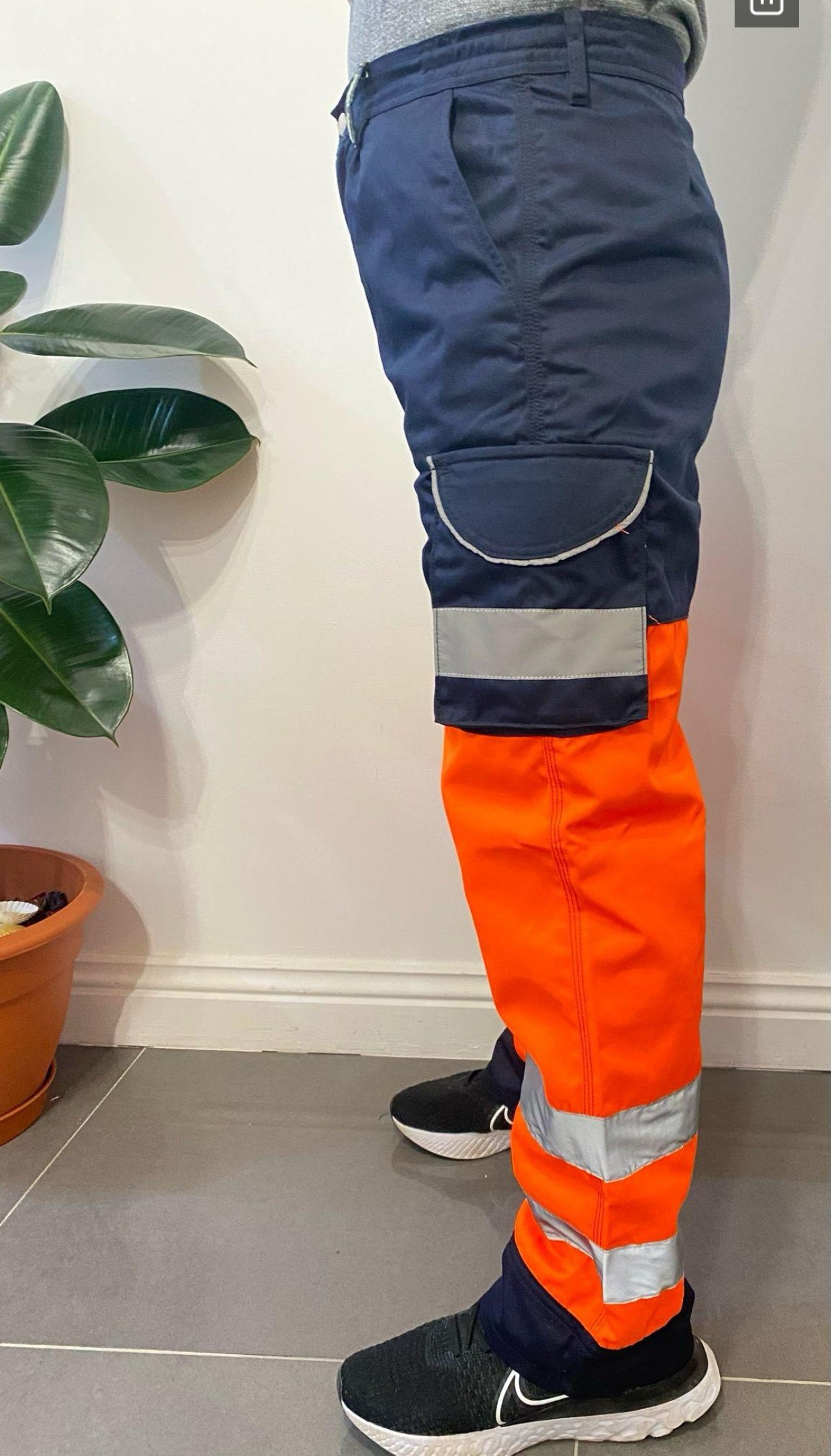 Mens Hi-Viz Visibility Bottoms Safety Pants Work Cargo Stripe Trousers Joggers Menswear