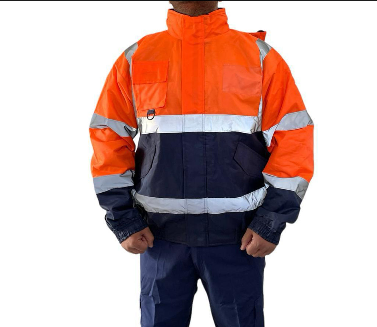 Mens Hi Viz Vis High Visibility Waterproof Bomber Safety Fleece Jacket Work Coat
