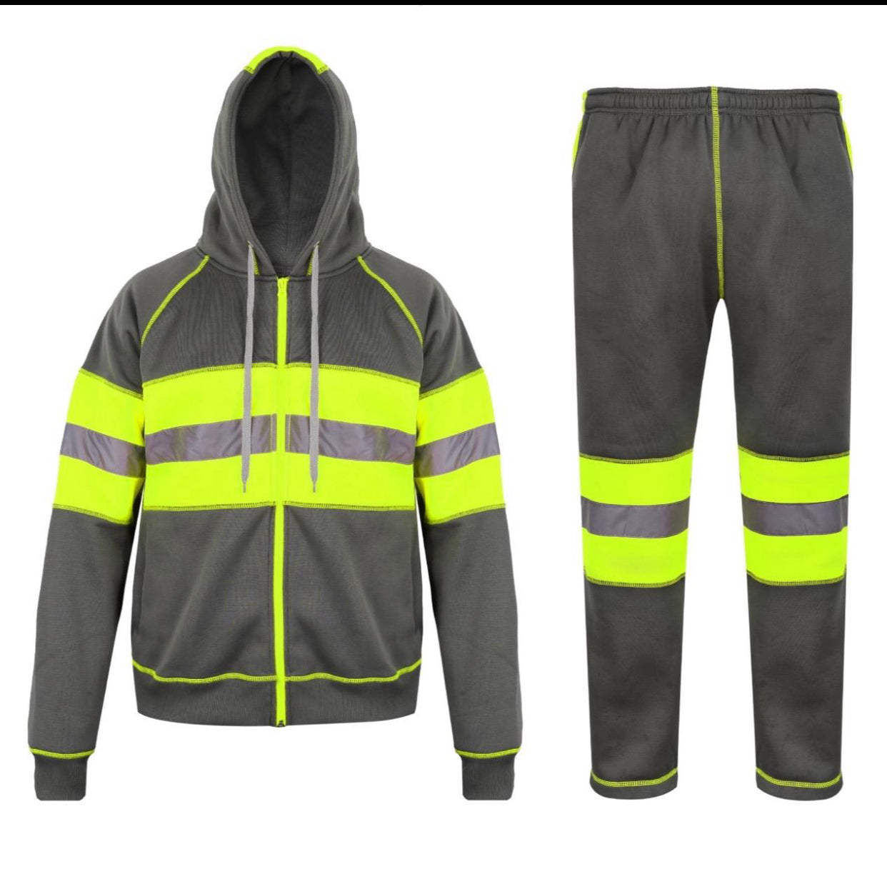 Mens Hi Vis Hoodie Zip Up Tracksuit Set Work Trousers Men Work Hoodies For Men Menswear
