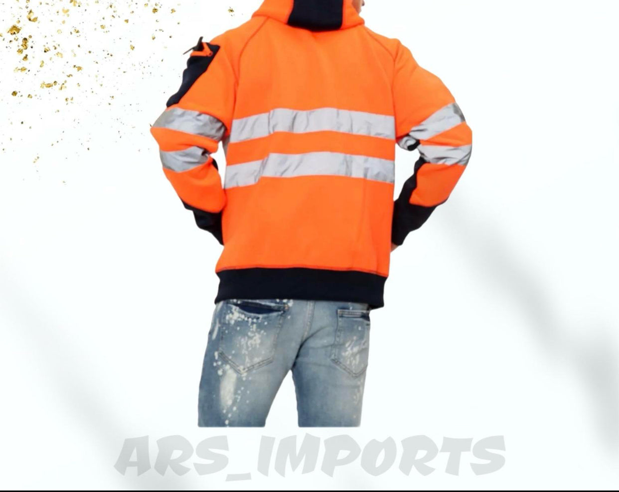 Hi Viz Vis High Visibility Jacket 3 Zips Hoodie Work Zip Hooded Top SweatShirts Workwear