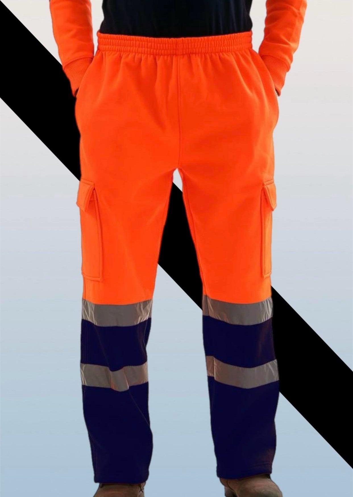 Mens Hi Vis Visibility Viz Safety Fleece Bottoms Work Wear Trouser Jogger Pants Menswear