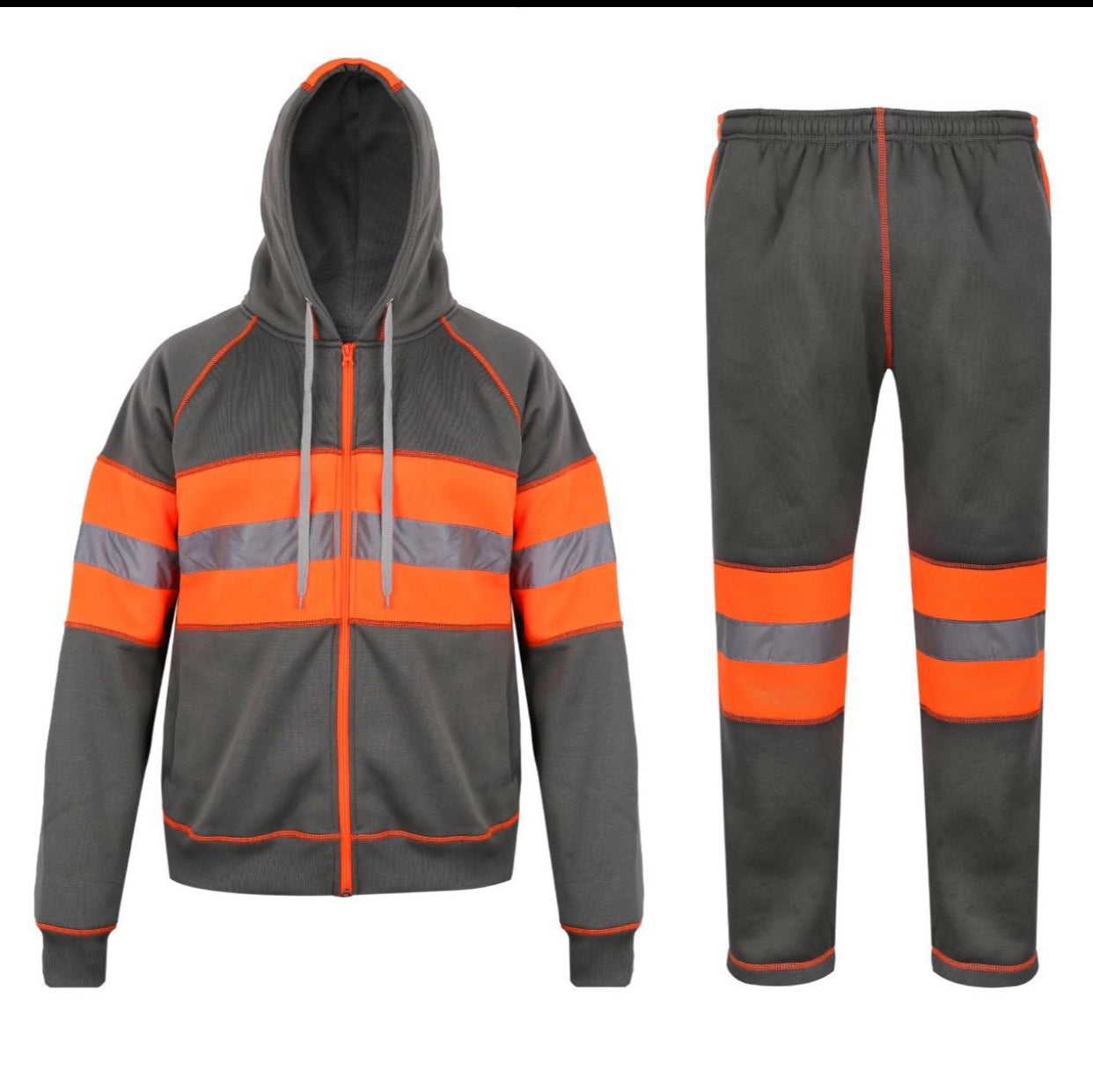 Mens Hi Vis Hoodie Zip Up Tracksuit Set Work Trousers Men Work Hoodies For Men Menswear