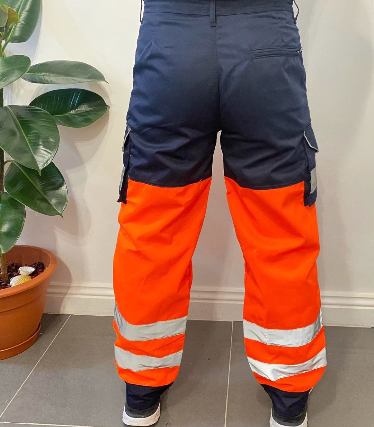 Mens Hi-Viz Visibility Bottoms Safety Pants Work Cargo Stripe Trousers Joggers Menswear