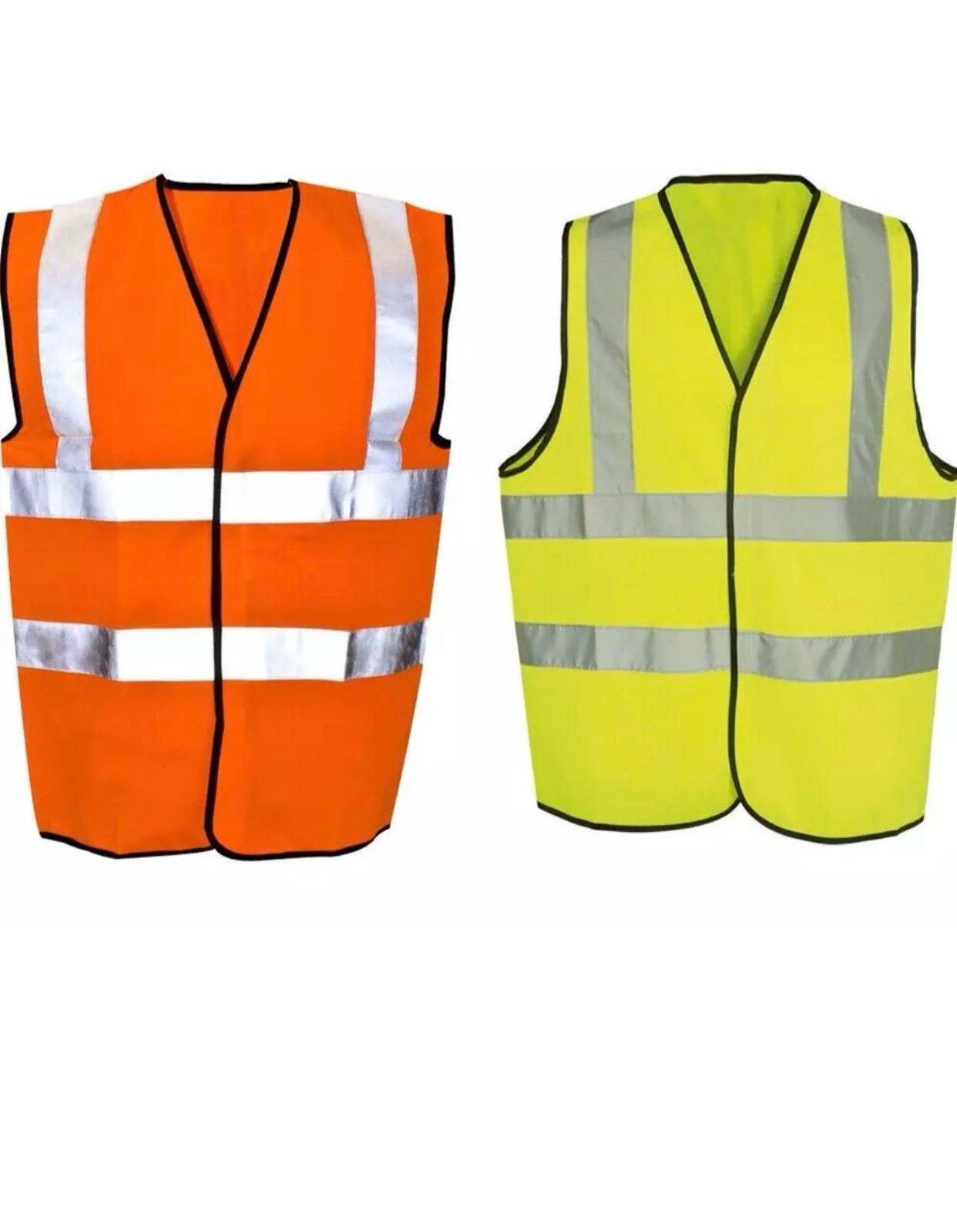 Men Hi Viz Vest High Vis Safety Waistcoat Yellow Orange Visibility Jacket