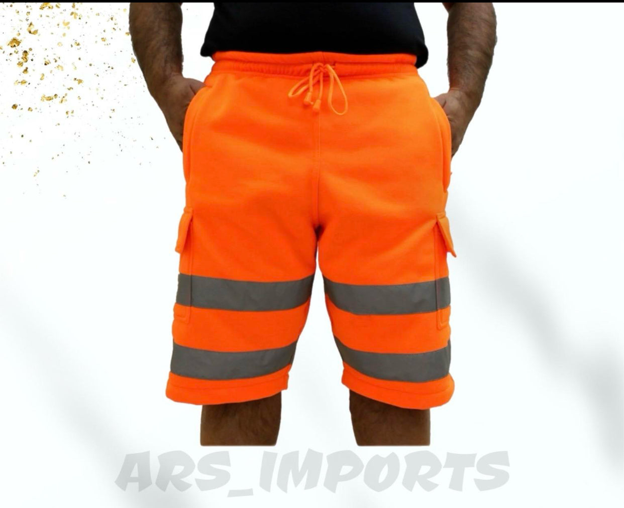 New Mens Hi Viz Vis Fleece Shorts High Visibility Security Work Wear Bottoms Menswear