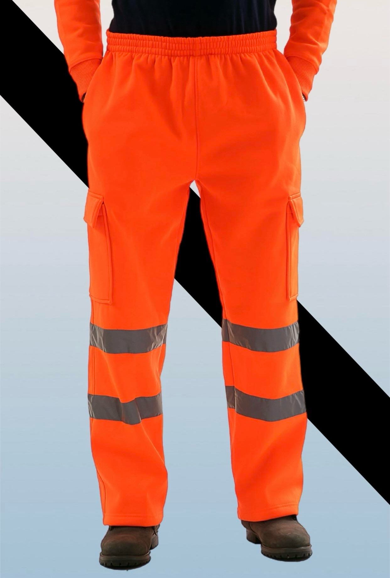 Mens Hi Vis Visibility Viz Safety Fleece Bottoms Work Wear Trouser Jogger Pants Menswear
