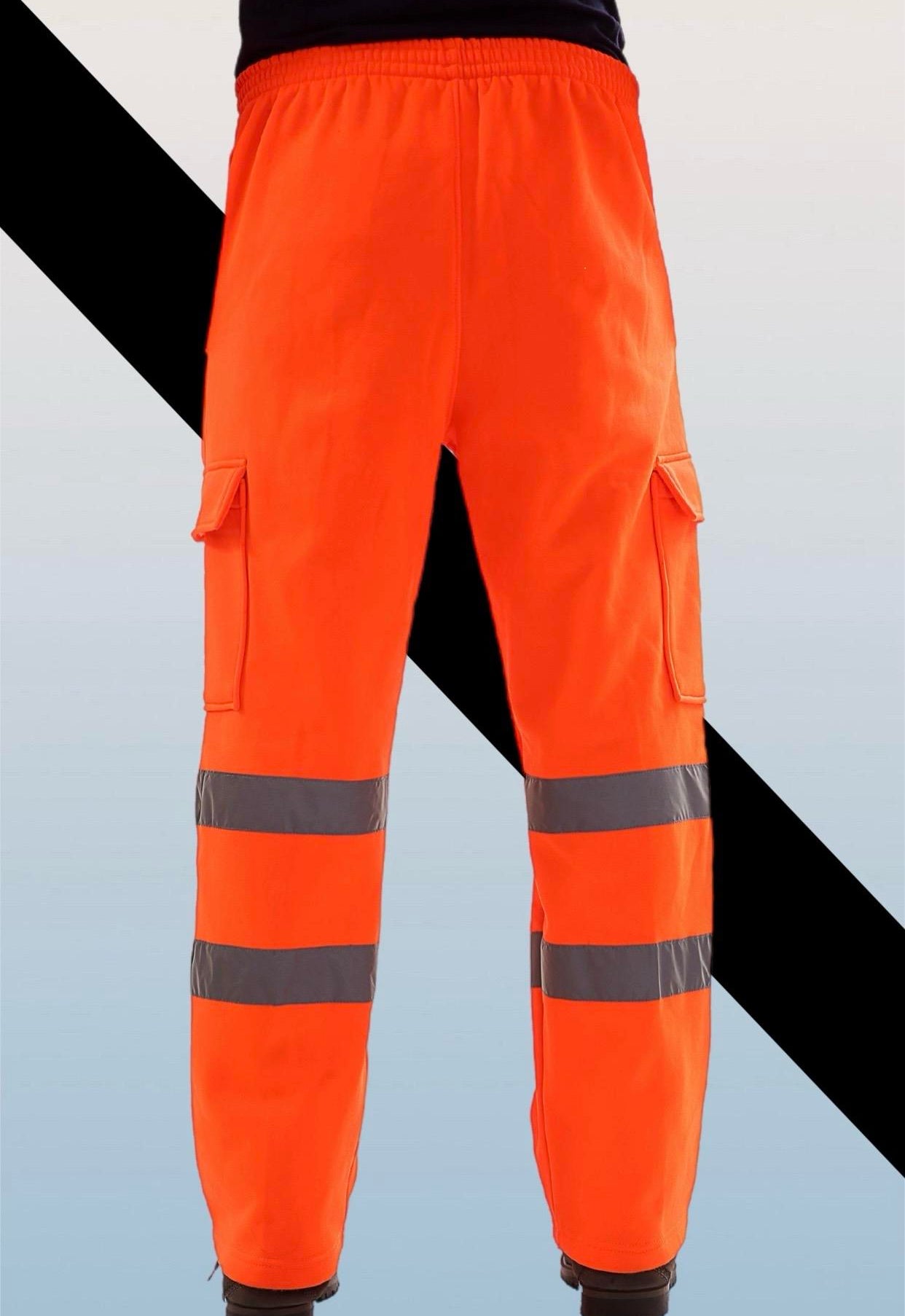 Mens Hi Vis Visibility Viz Safety Fleece Bottoms Work Wear Trouser Jogger Pants Menswear