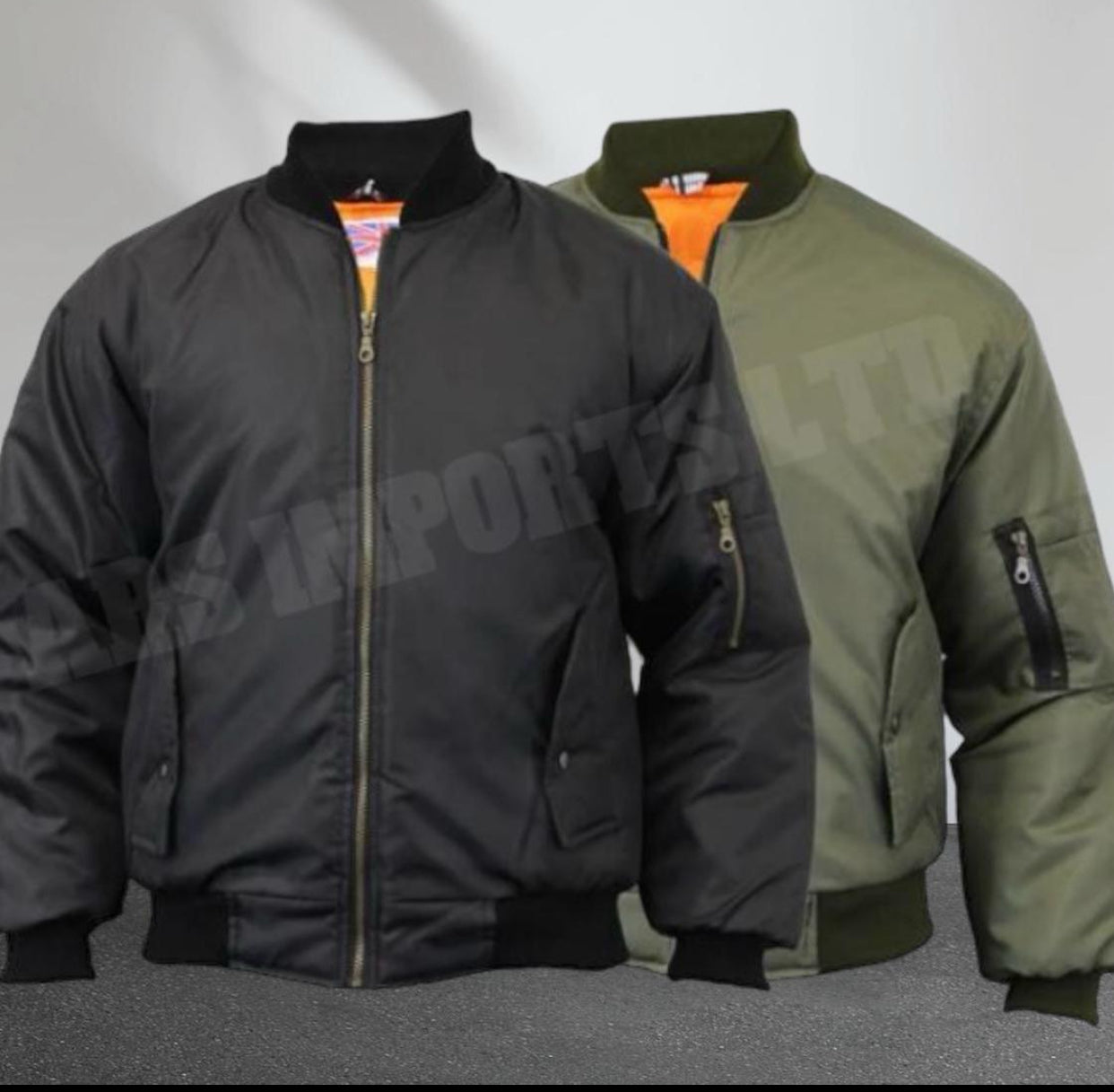MENS BOMBER JACKET MA1 ARMY PILOT BIKER MILITARY SECURITY PADDED HARRINGTON COAT