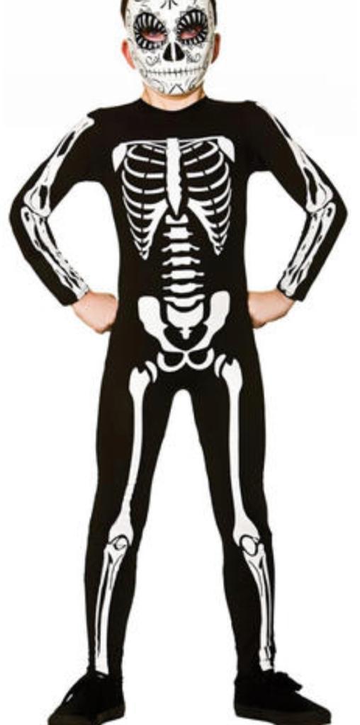 New children’s Kids Boys Scary Bones Skeleton Halloween Fancy Dress Costume