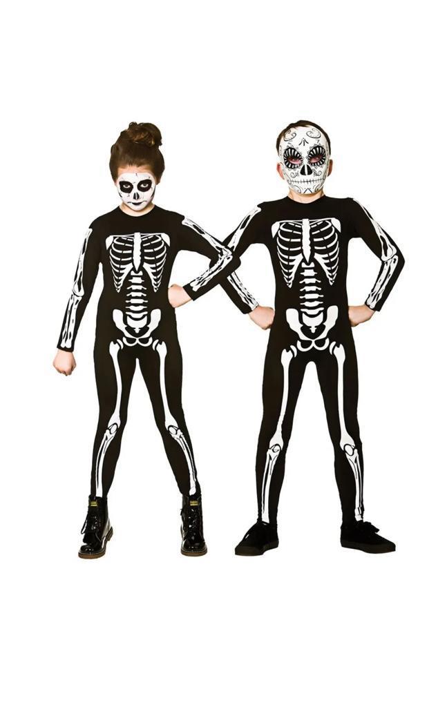New children’s Kids Boys Scary Bones Skeleton Halloween Fancy Dress Costume