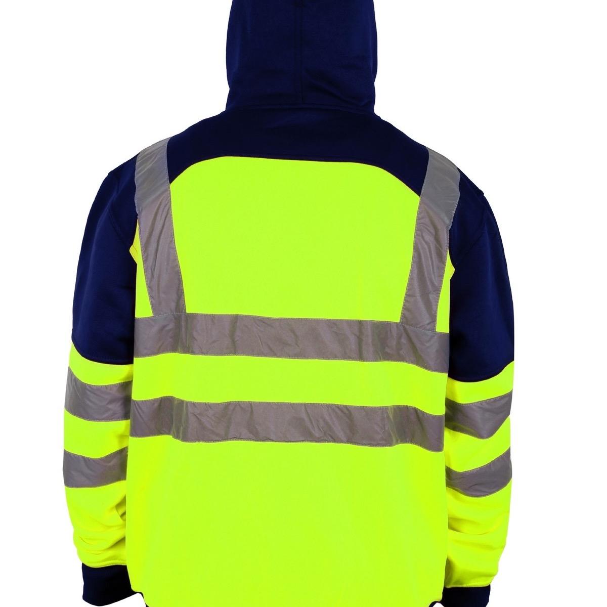Hi Vis Viz Tablet Zips Hoodie Reflective Tape Band Top Phone Tablet & ID Pockets