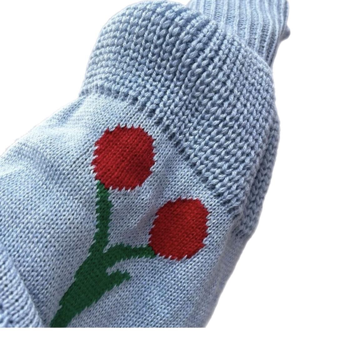 Women’s Ladies Cheery Print Balloon Sleeve Short Cardigan Knitted Jumper Top